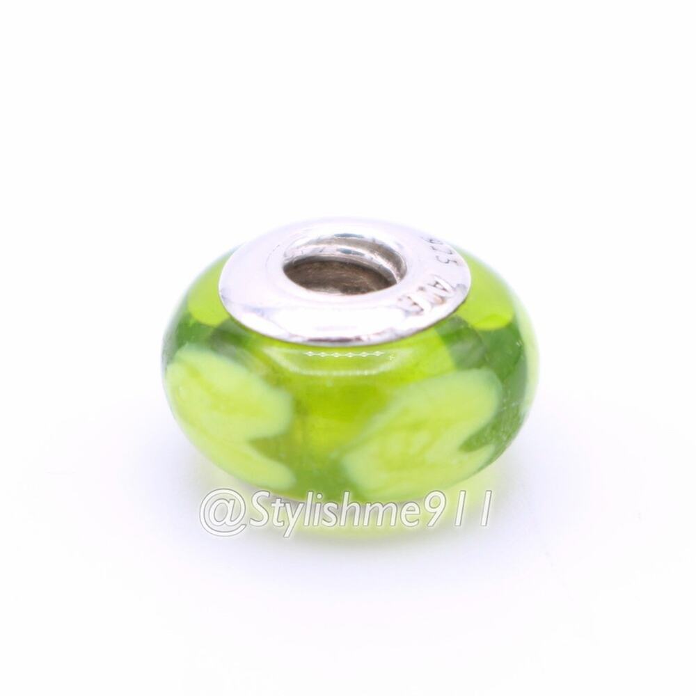 Authentic Pandora Lime Green with Lime Hearts Charm - Picture 9 of 10